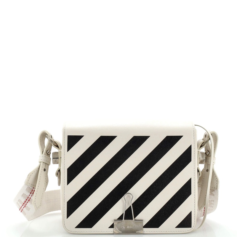 Binder Clip Flap Bag Striped Leather Small S744816908746