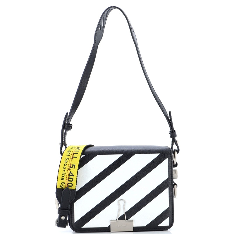Binder Clip Flap Bag Striped Leather Small S744816910633