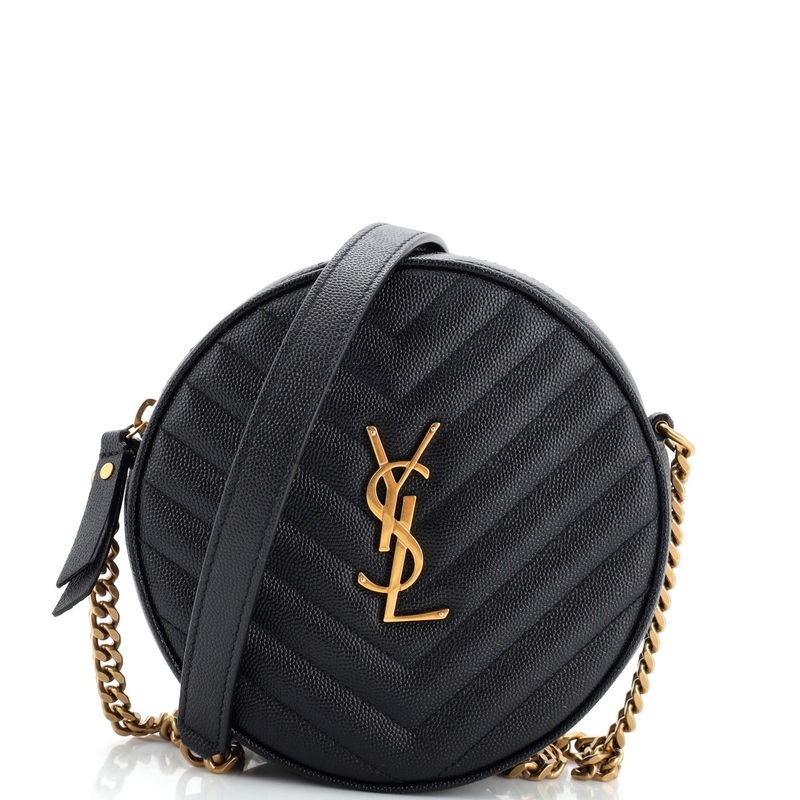Vinyle Round Camera Bag Matelasse Chevron Leather S744816907268
