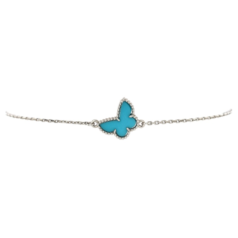 Sweet Alhambra Butterfly Bracelet 18K White Gold and Turquoise S744816905942