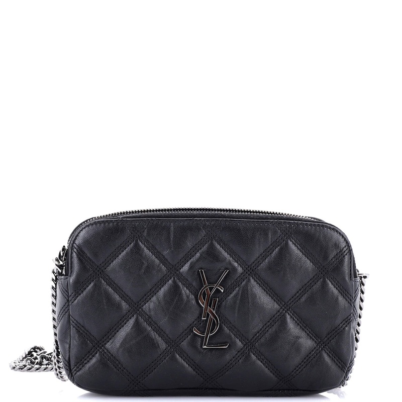 Becky Double Zip Crossbody Bag Quilted Leather Mini S744816896071