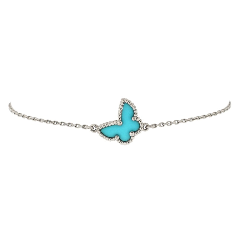 Sweet Alhambra Butterfly Bracelet 18K White Gold and Turquoise S744816896362