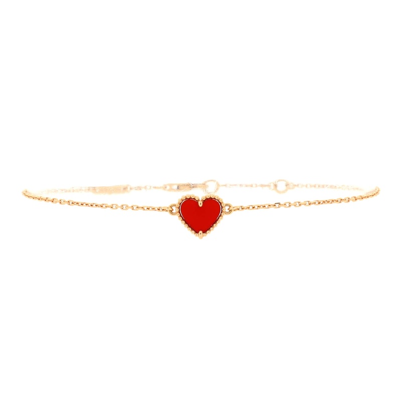 Sweet Alhambra Heart Bracelet 18K Rose Gold with Carnelian S744816895278