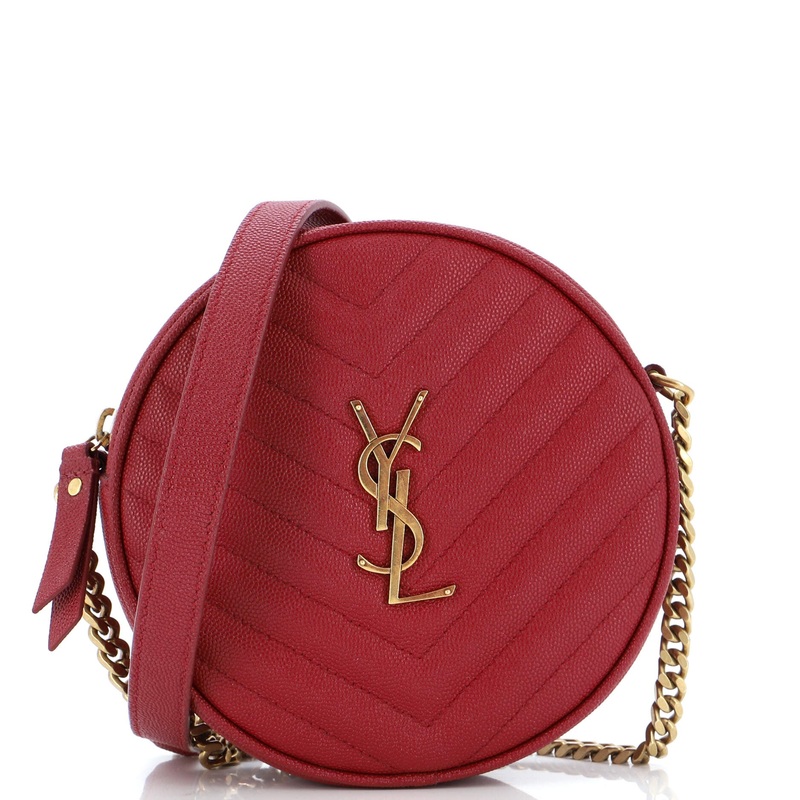 Vinyle Round Camera Bag Matelasse Chevron Leather S744816899208