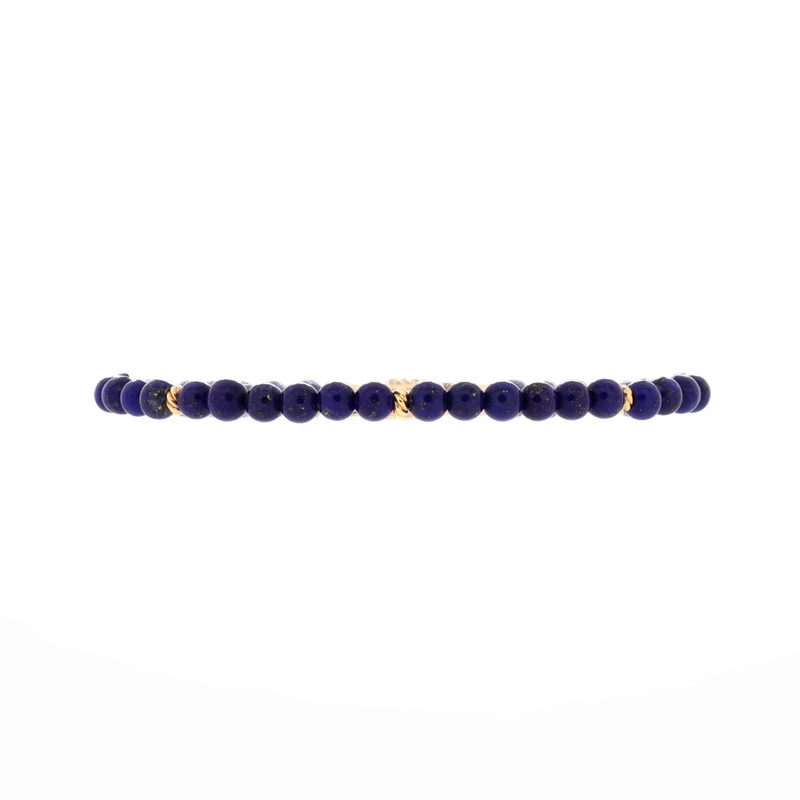 Spiritual Beads Bracelet Lapis Lazuli with 14k Yellow Gold S744816886763