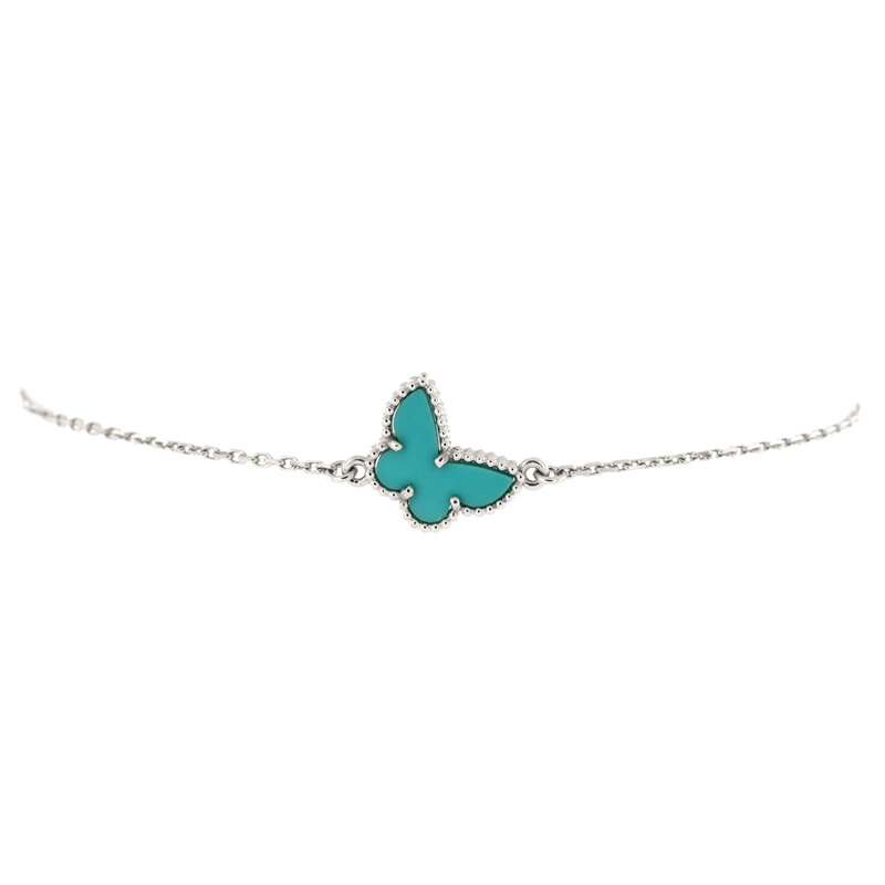 Sweet Alhambra Butterfly Bracelet 18K White Gold and Turquoise S744816890304