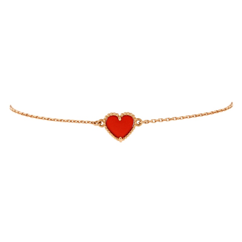 Sweet Alhambra Heart Bracelet 18K Rose Gold with Carnelian S744816891781