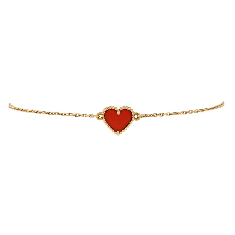 Sweet Alhambra Heart Bracelet 18K Yellow Gold and Carnelian