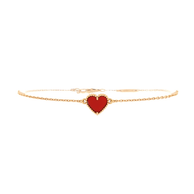 Sweet Alhambra Heart Bracelet 18K Rose Gold with Carnelian S744816881491
