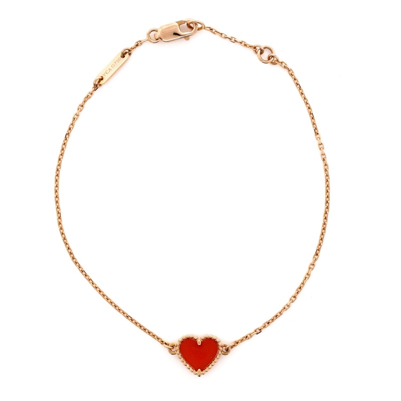 Sweet Alhambra Heart Bracelet 18K Rose Gold with Carnelian S744816882059