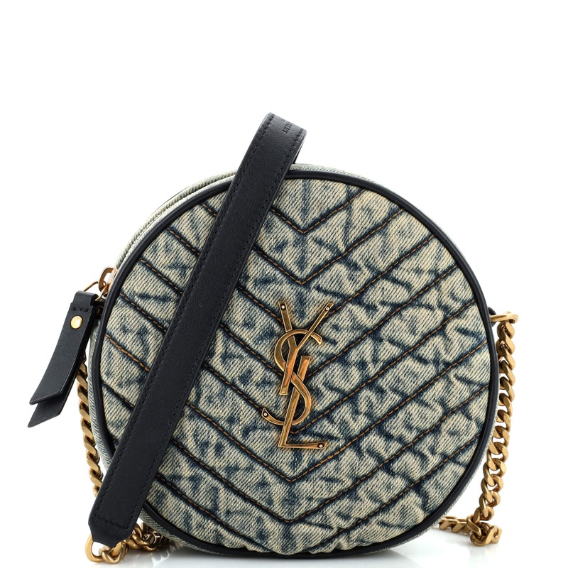 Vinyle Round Camera Bag Matelasse Chevron Denim S744816879937