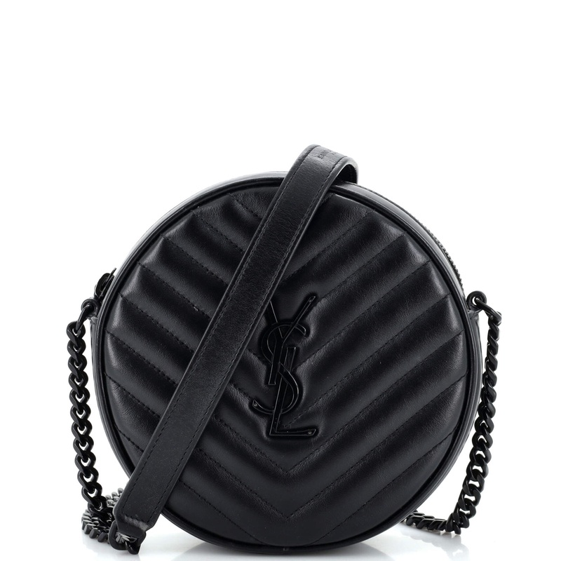 Vinyle Round Camera Bag Matelasse Chevron Leather S744816881259