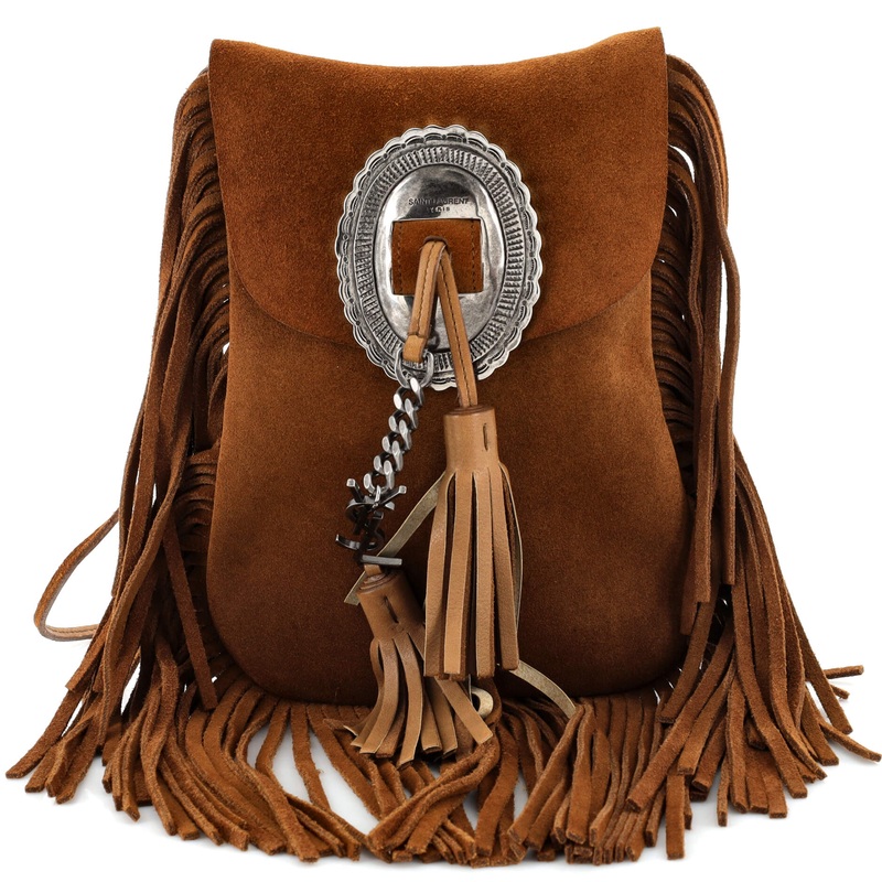 Anita Flat Fringe Crossbody Bag Suede S744816876009
