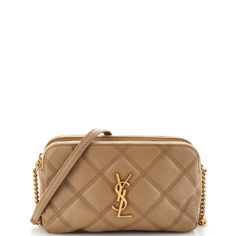 Becky Double Zip Crossbody Bag Quilted Leather Mini S744816877937