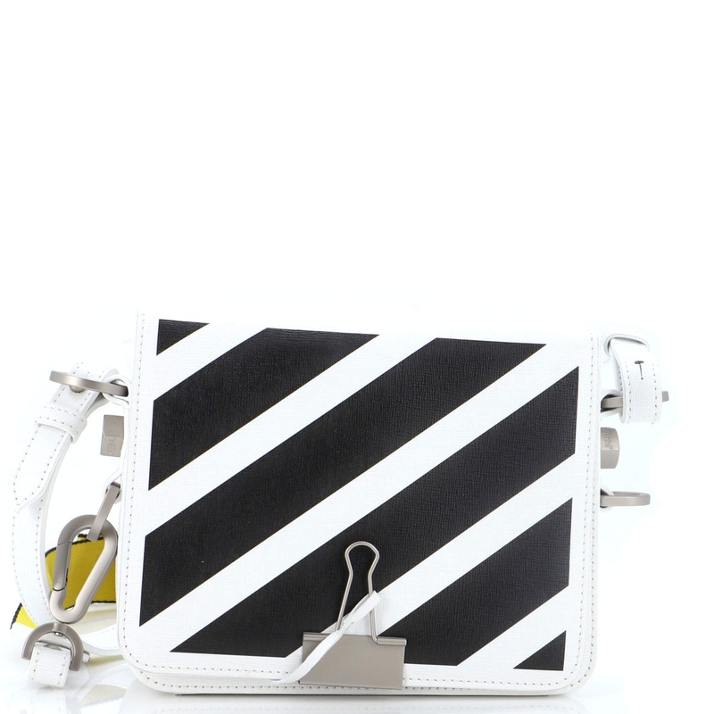 Binder Clip Flap Bag Striped Leather Small S744816875974