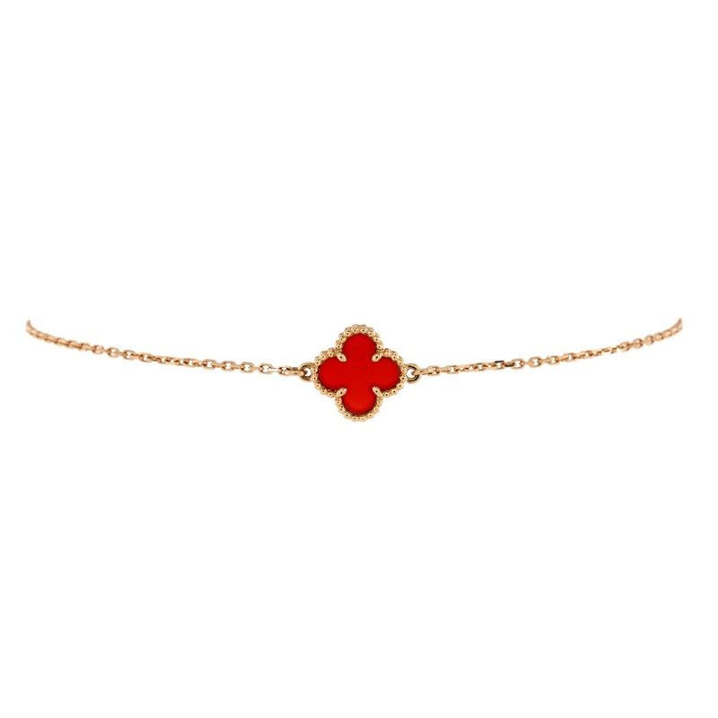 Sweet Alhambra Bracelet 18K Rose Gold and Carnelian S744816869328