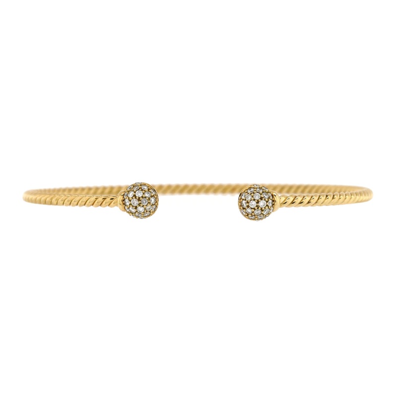 Solari Cablespira Cuff Bracelet 18K Yellow Gold with Diamonds 2.3mm S744816862328