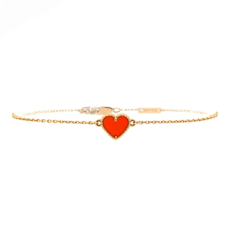 Sweet Alhambra Heart Bracelet 18K Rose Gold with Carnelian S744816854869