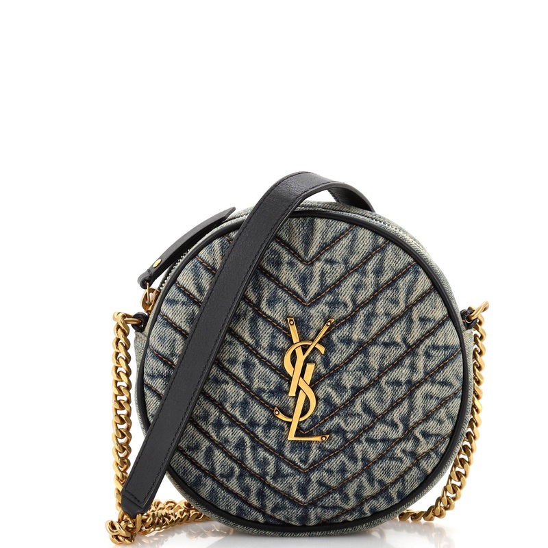 Vinyle Round Camera Bag Matelasse Chevron Denim S744816856606