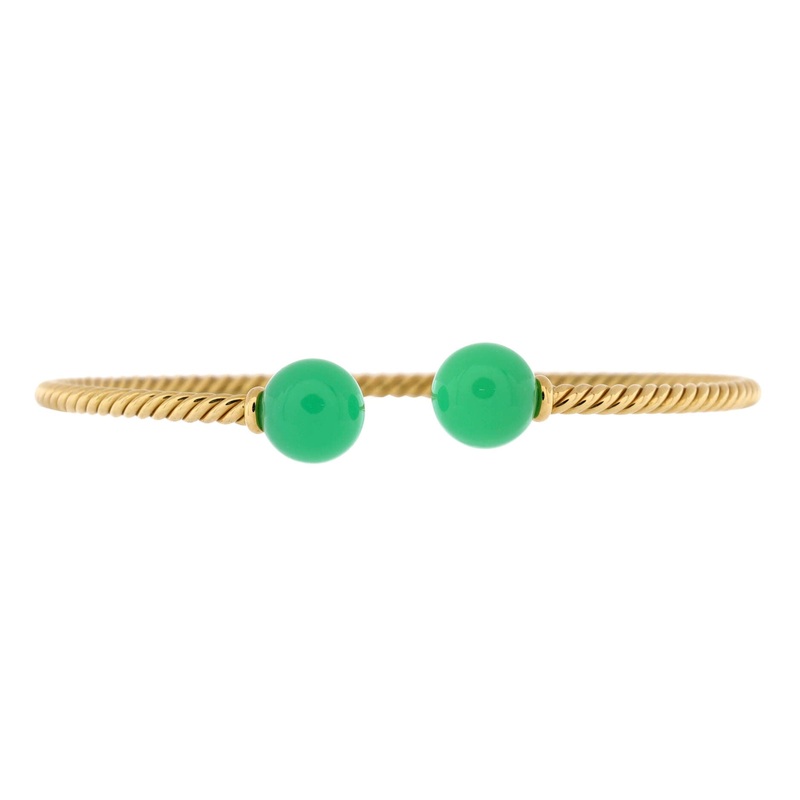 Solari Cuff Bracelet 18K Yellow Gold with Chrysoprase 9mm S744816851135