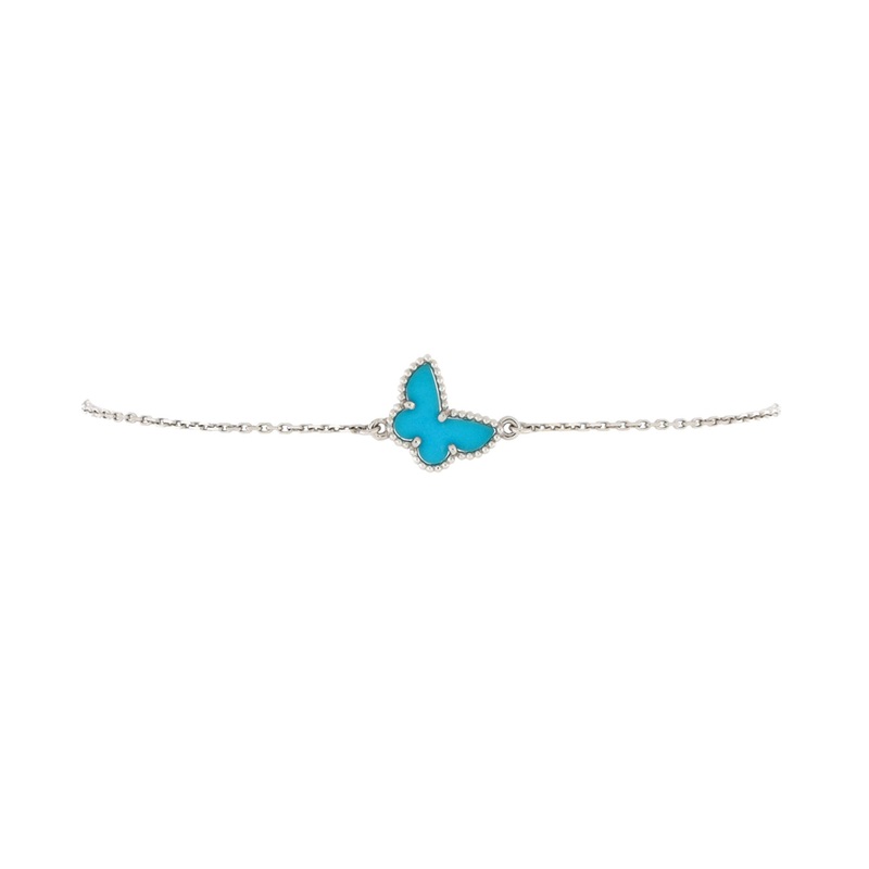 Sweet Alhambra Butterfly Bracelet 18K White Gold and Turquoise S744816847747