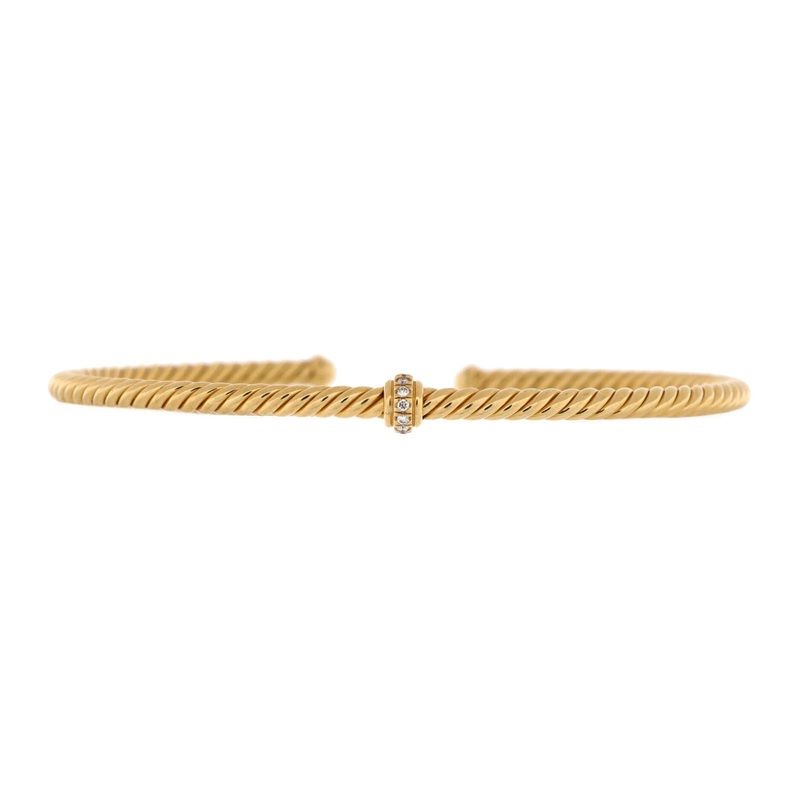 Cablespira Station Bracelet 18K Yellow Gold with Diamonds 3mm S744816838915
