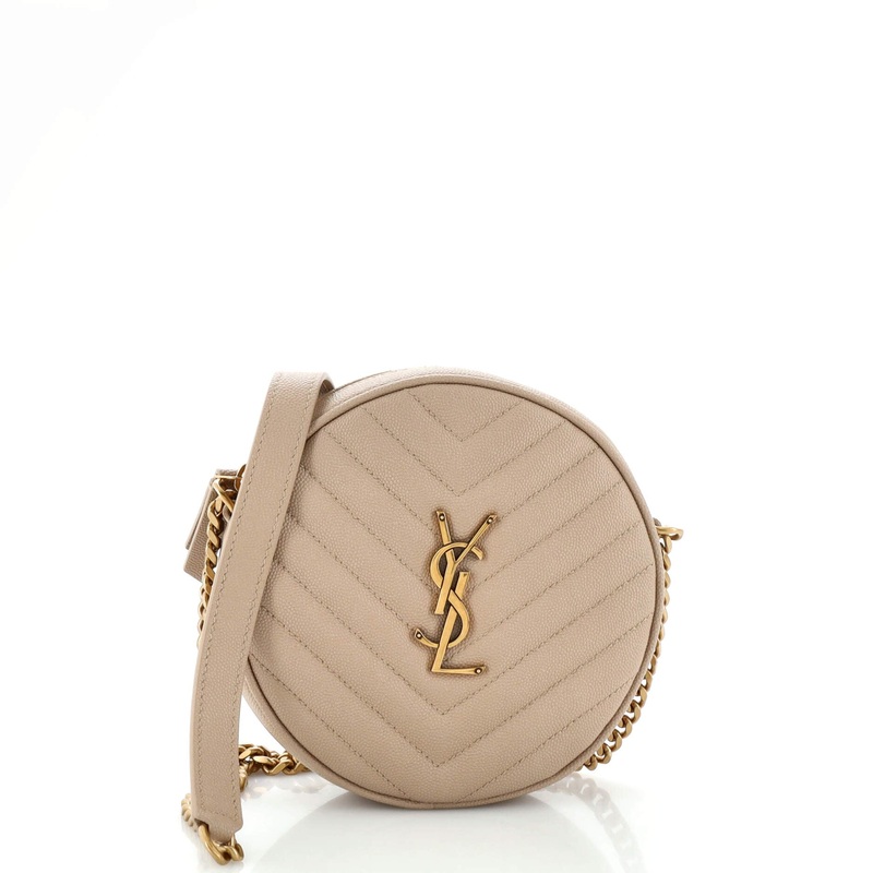 Vinyle Round Camera Bag Matelasse Chevron Leather S744816842395