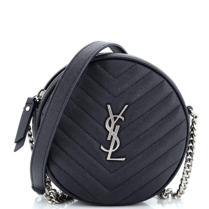 Vinyle Round Camera Bag Matelasse Chevron Leather S744816836074