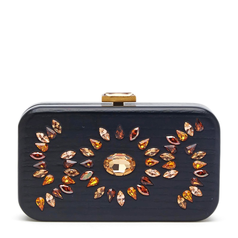 Encrusted Wooden Clutch Encrusted Crystals