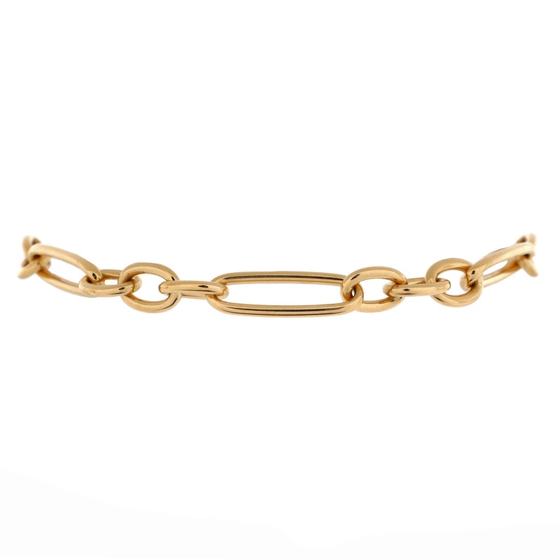 Paperclip Chain Link Bracelet 18K Yellow Gold