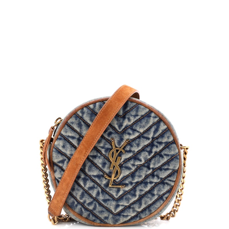 Vinyle Round Camera Bag Matelasse Chevron Denim S744816831597