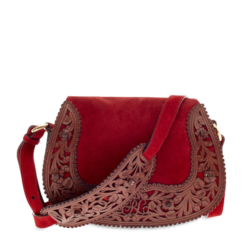 Tooled Saddle Handbag Suede S744816824282
