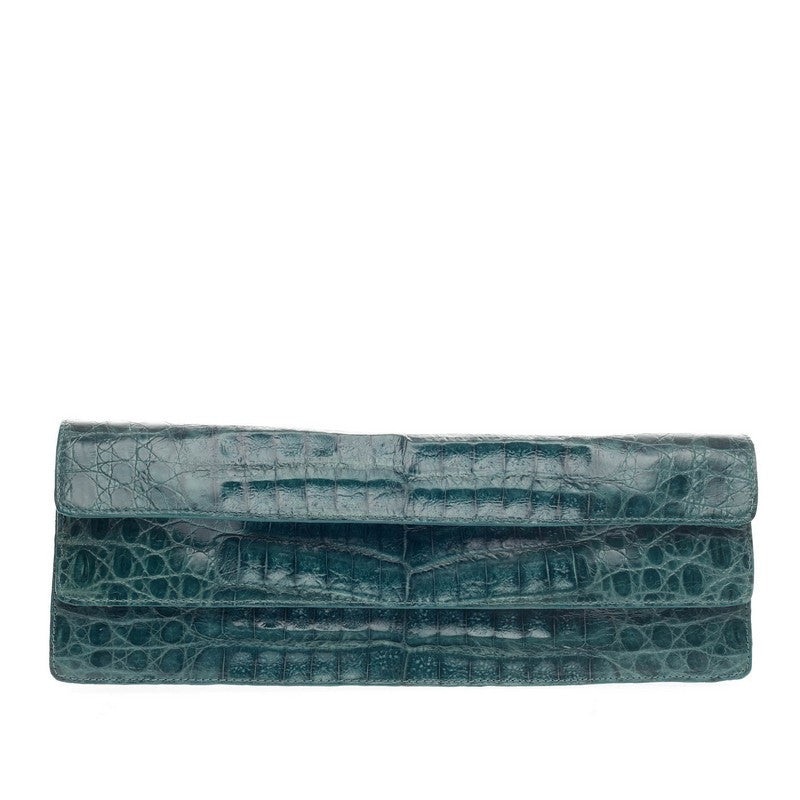 Convertible Double Flap Clutch Crocodile Long