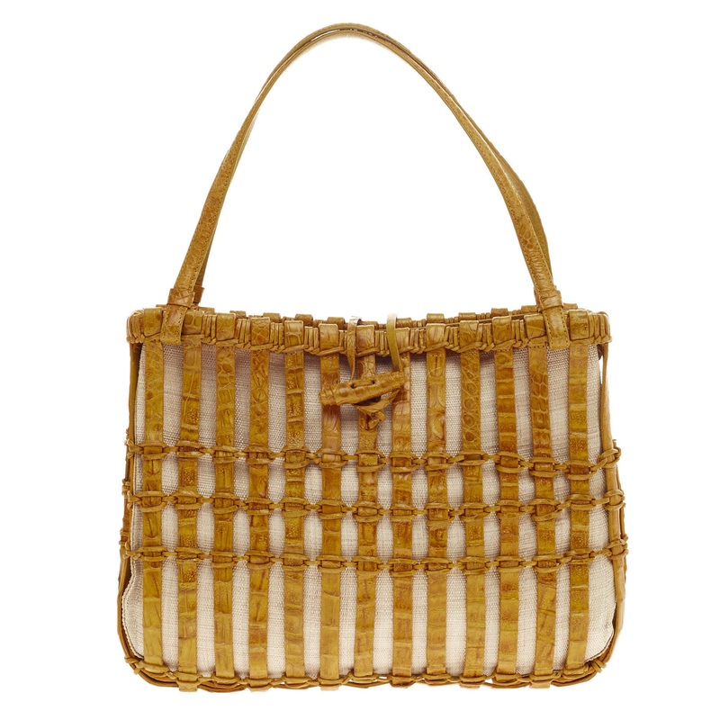 Toggle Shoulder Bag Woven Crocodile Medium