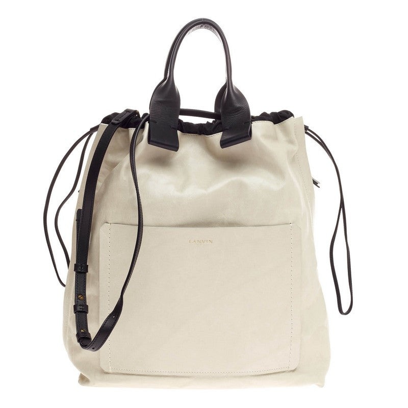 Expandable Pocket Convertible Tote Leather Large