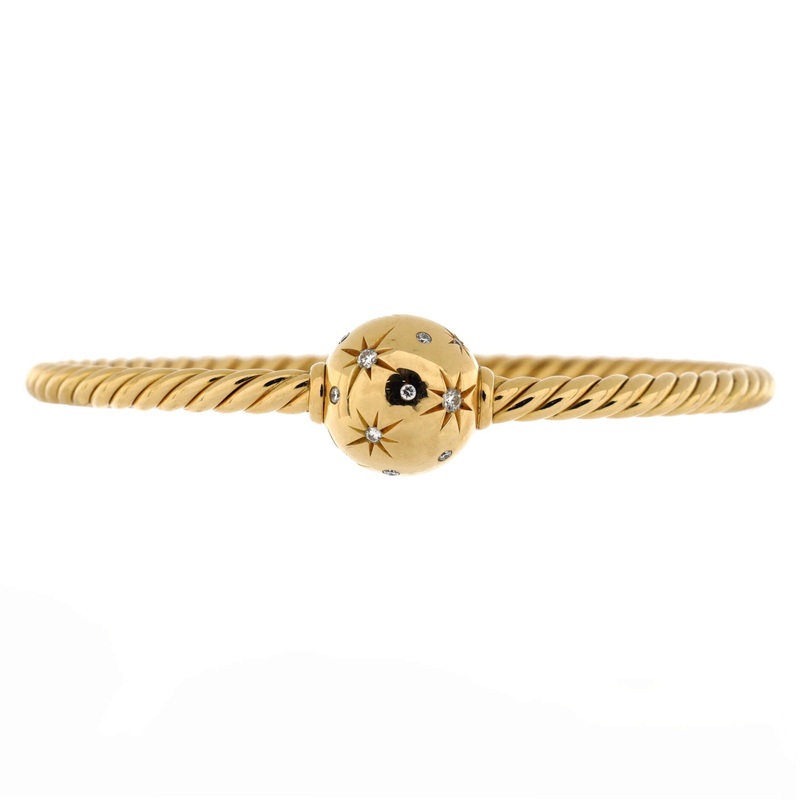 Solari Center Station Bracelet 18K Yellow Gold with Diamonds 4mm