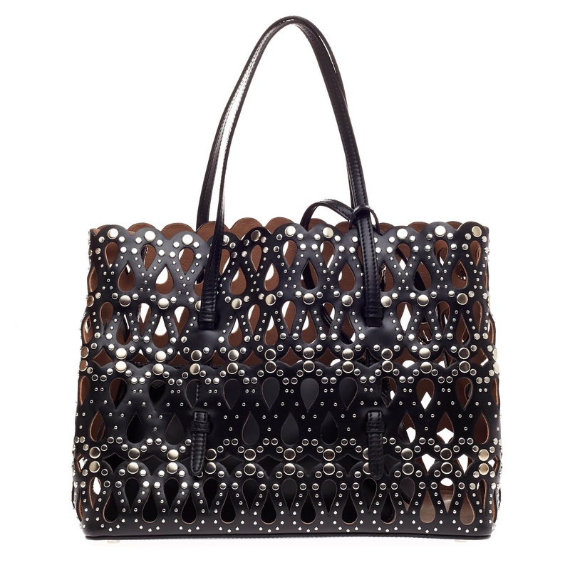 Studded Open Tote Laser Cut Leather Medium