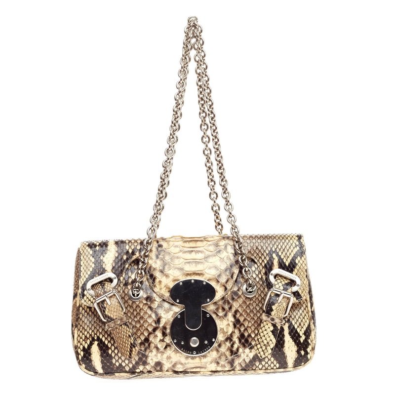 Vintage Ricky Belted Chain Shoulder Bag Python Small
