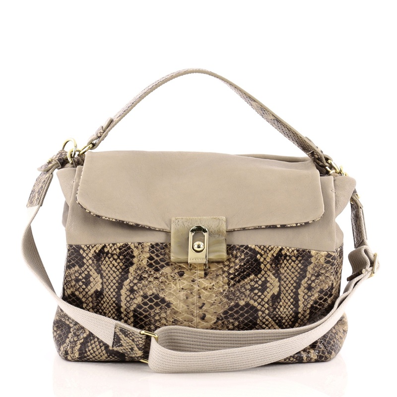 For Me Double Carry Handbag Python Embossed Leather Medium