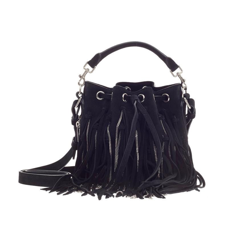 Emmanuelle Bucket Bag Chain Fringe Suede Small