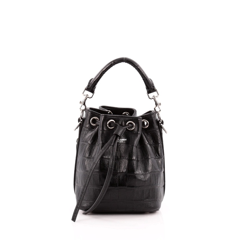 Emmanuelle Bucket Bag Crocodile Embossed Leather Small S744816813423