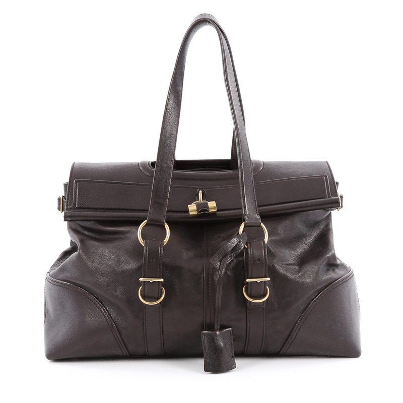 Fold Over Duffle Bag Leather Large