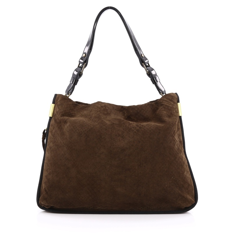 Amalia Bucket Bag Python Embossed Suede Large