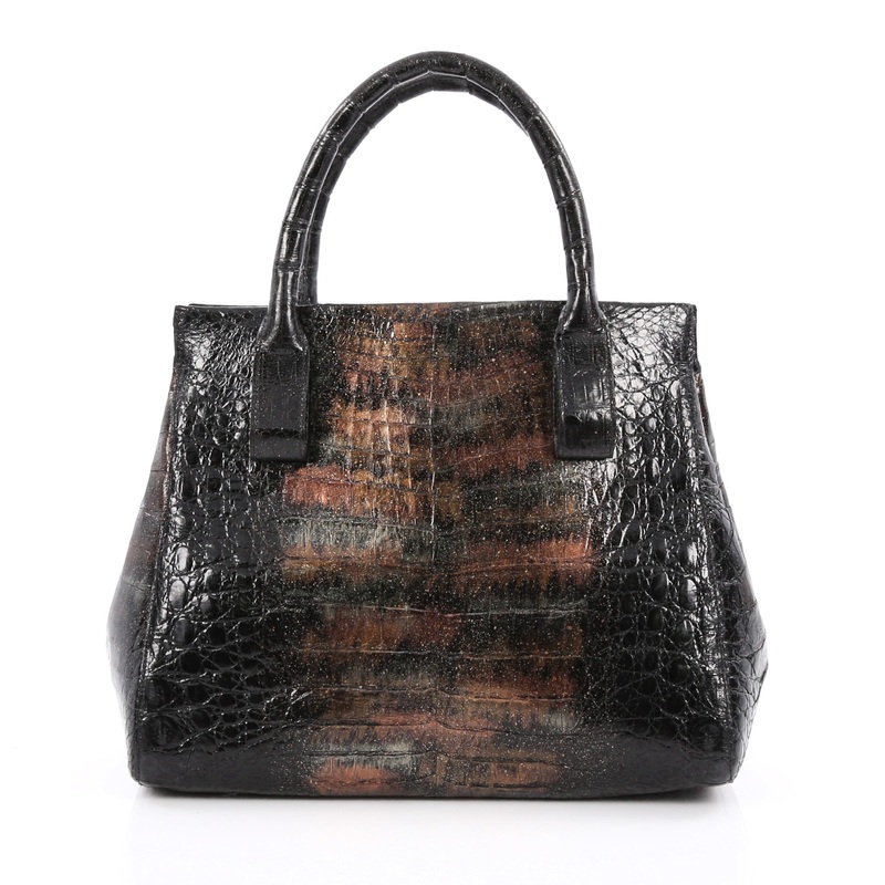 Convertible Frame Tote Crocodile Small