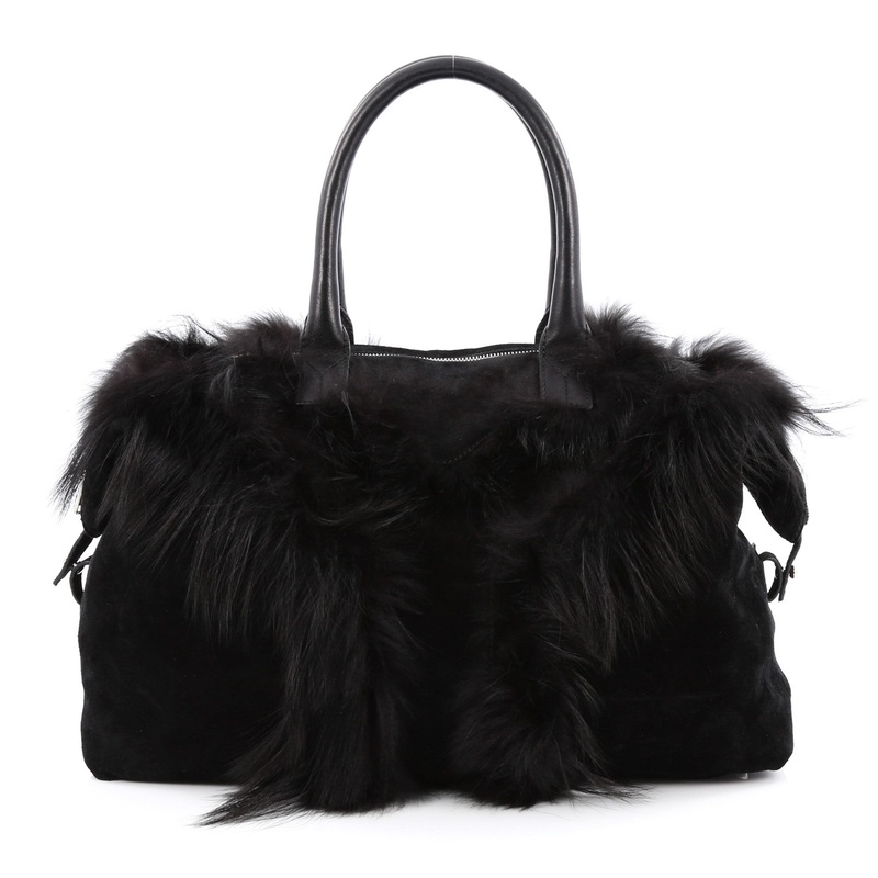 Easy Y Bag Suede with Fox Fur Medium