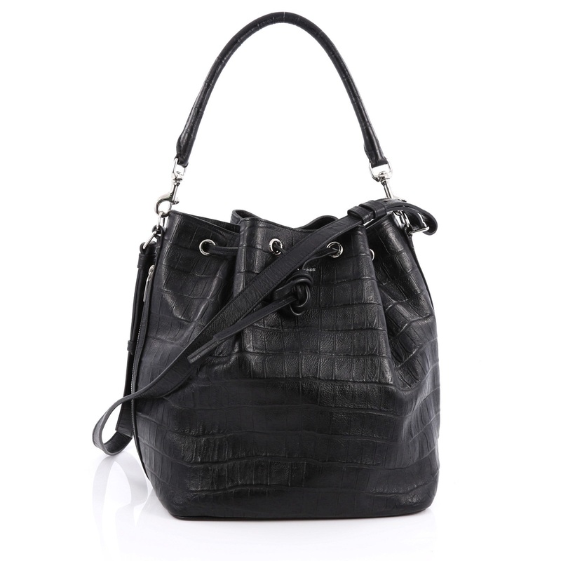 Emmanuelle Bucket Bag Crocodile Embossed Leather Medium S744816808010