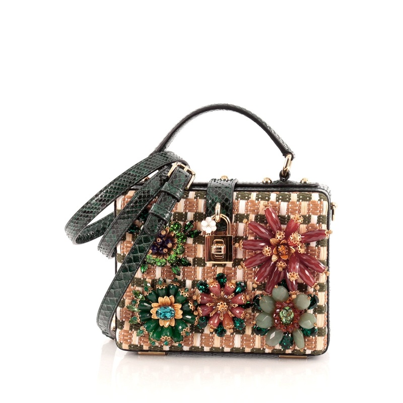 Treasure Box Bag Embellished Raffia and Python Small