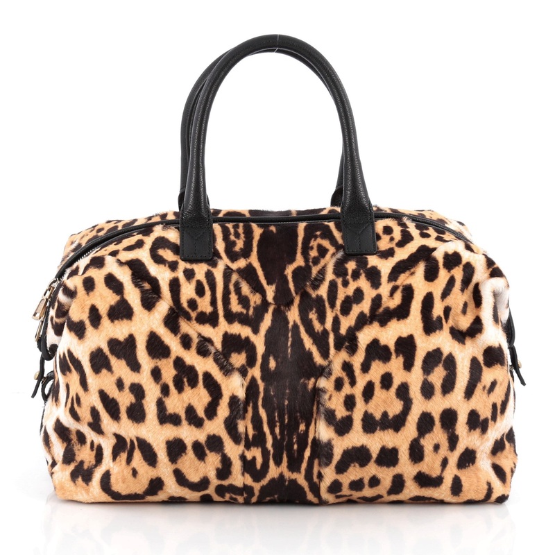 Easy Y Satchel Leopard Print Pony Hair Medium