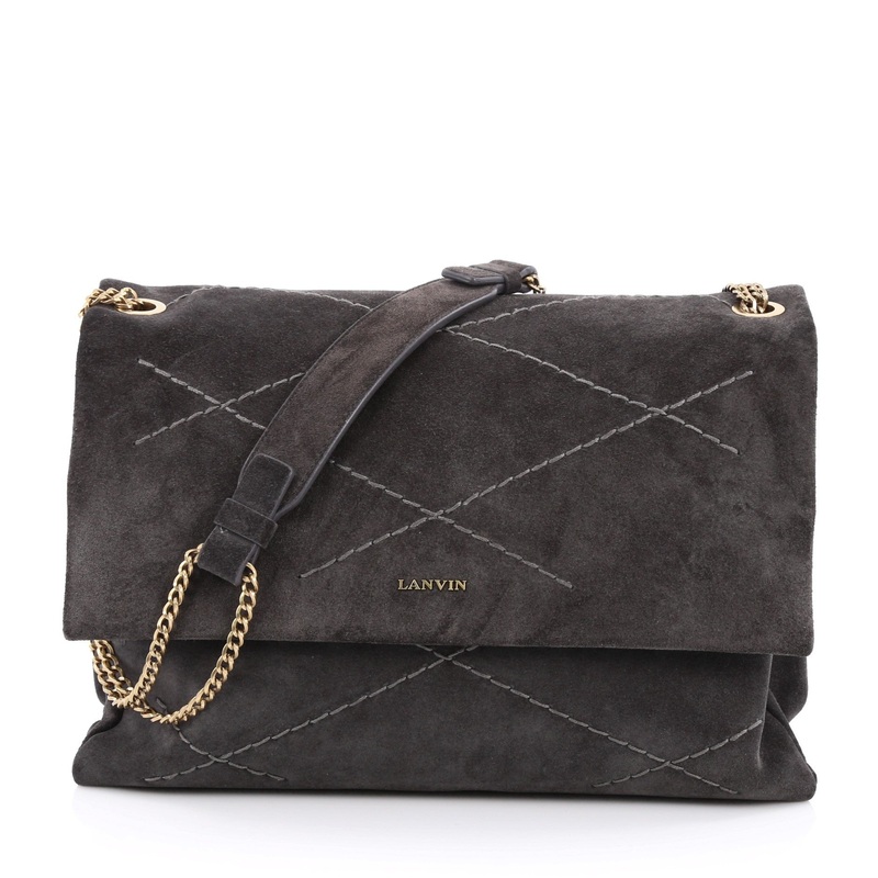 Sugar Flap Shoulder Bag Quilted Suede Medium S744816805651