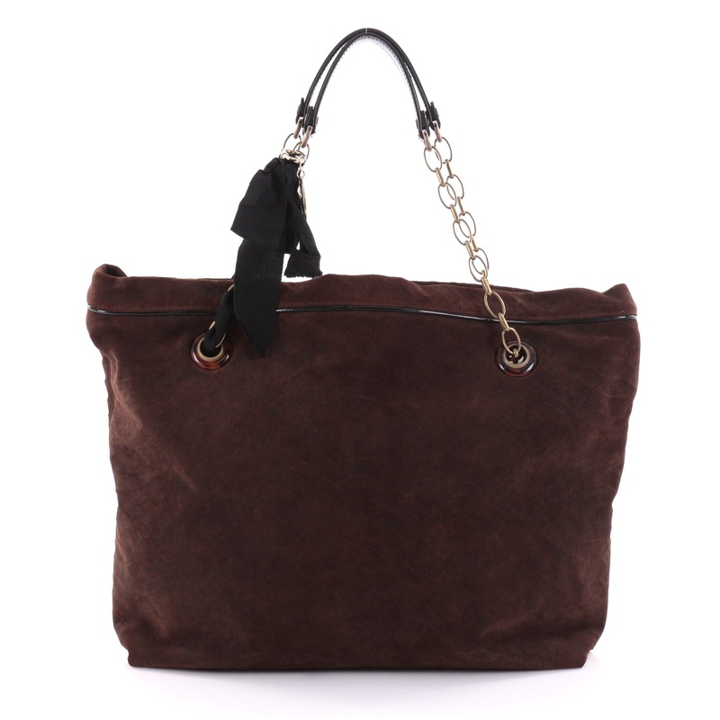 Amalia Cabas Tote Python Embossed Suede Large